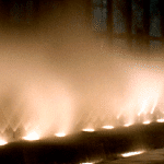 Detail of an illuminated spray water jet