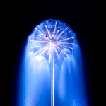 Water mini-sphere illuminated at night