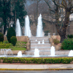 Architectural Fountain with several Snow Fir Jet            