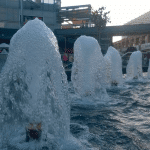 Water fountain with several snow jets