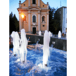Architectural fountain composed of snow jets            