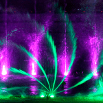 Impresionante efecto de los chorros de agua rotativo