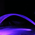 Laminar jet of the fan illuminated in blue