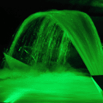 Laminar jet of the fan illuminated in green