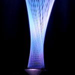 Detail of crossed water jets in a Palmera nozzle.