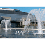 fontaine à jet d’eau avec collecteur polygonal en acier inoxydable