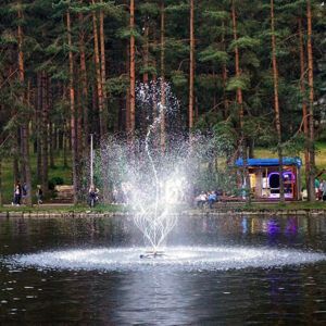 fountain operating on a lake