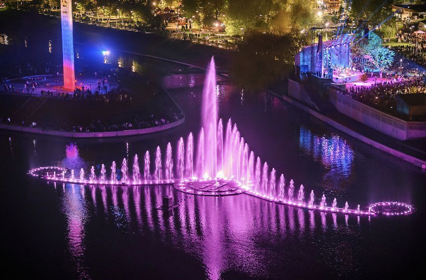 Fontaine musicale dynamique