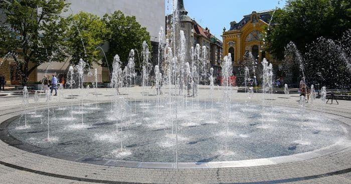 dry deck fountain in Subotica, Serbia