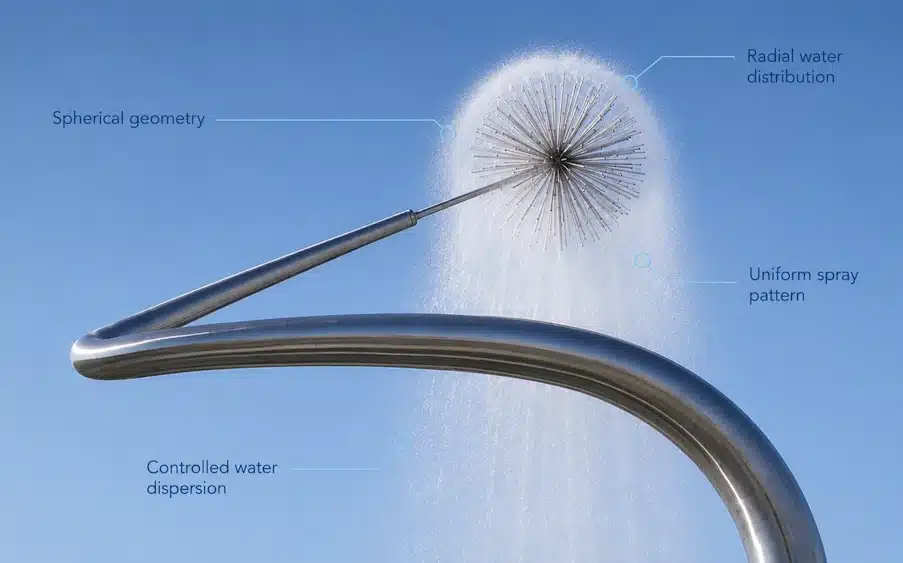 Gran escultura con esfera de agua de alto impacto visual y arquitectónico Gran esfera de agua decorativa con elevado impacto urbanístico y arquitectónico